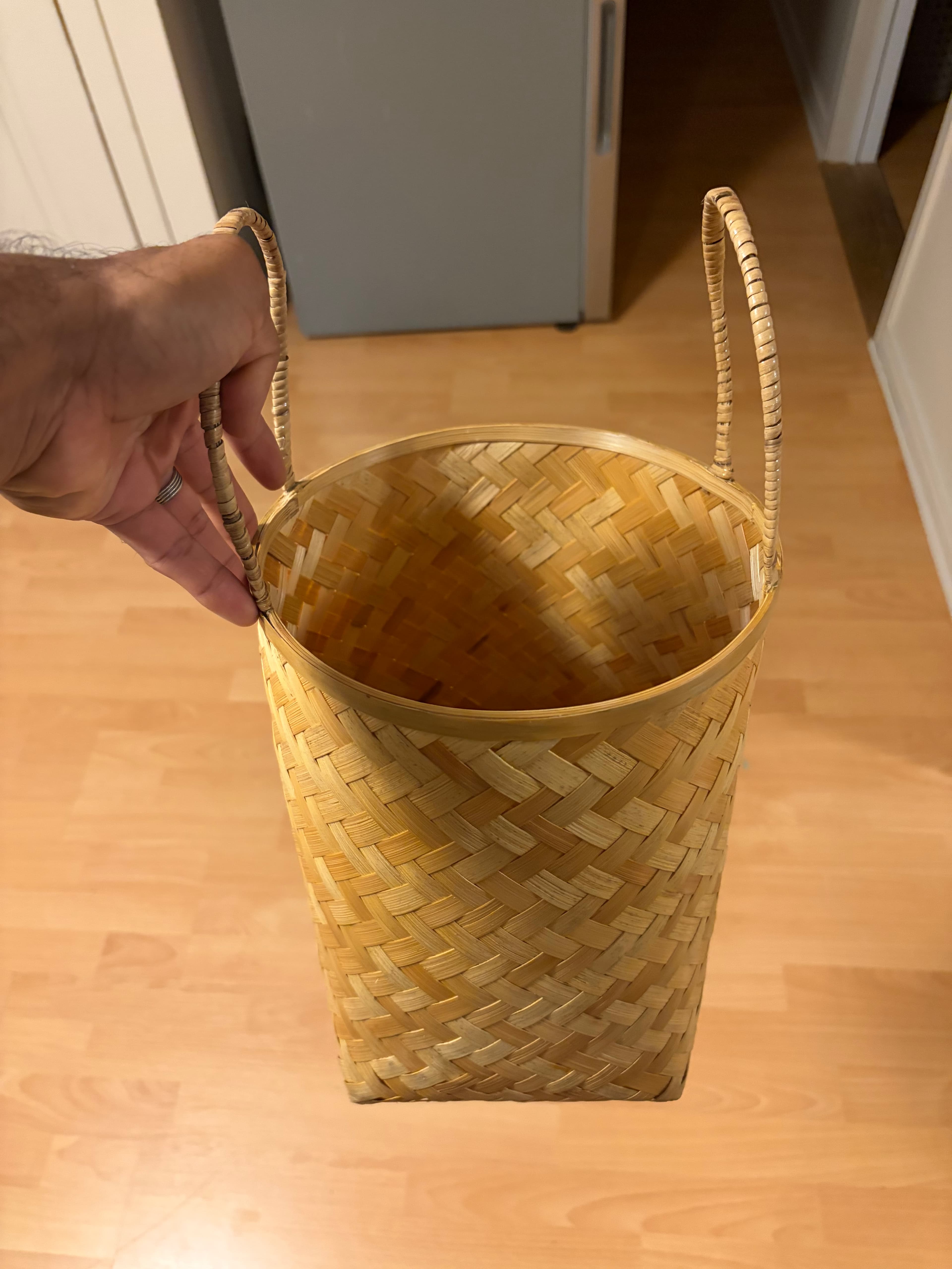 Panier de rangement écologique en bambou tressé artisanal