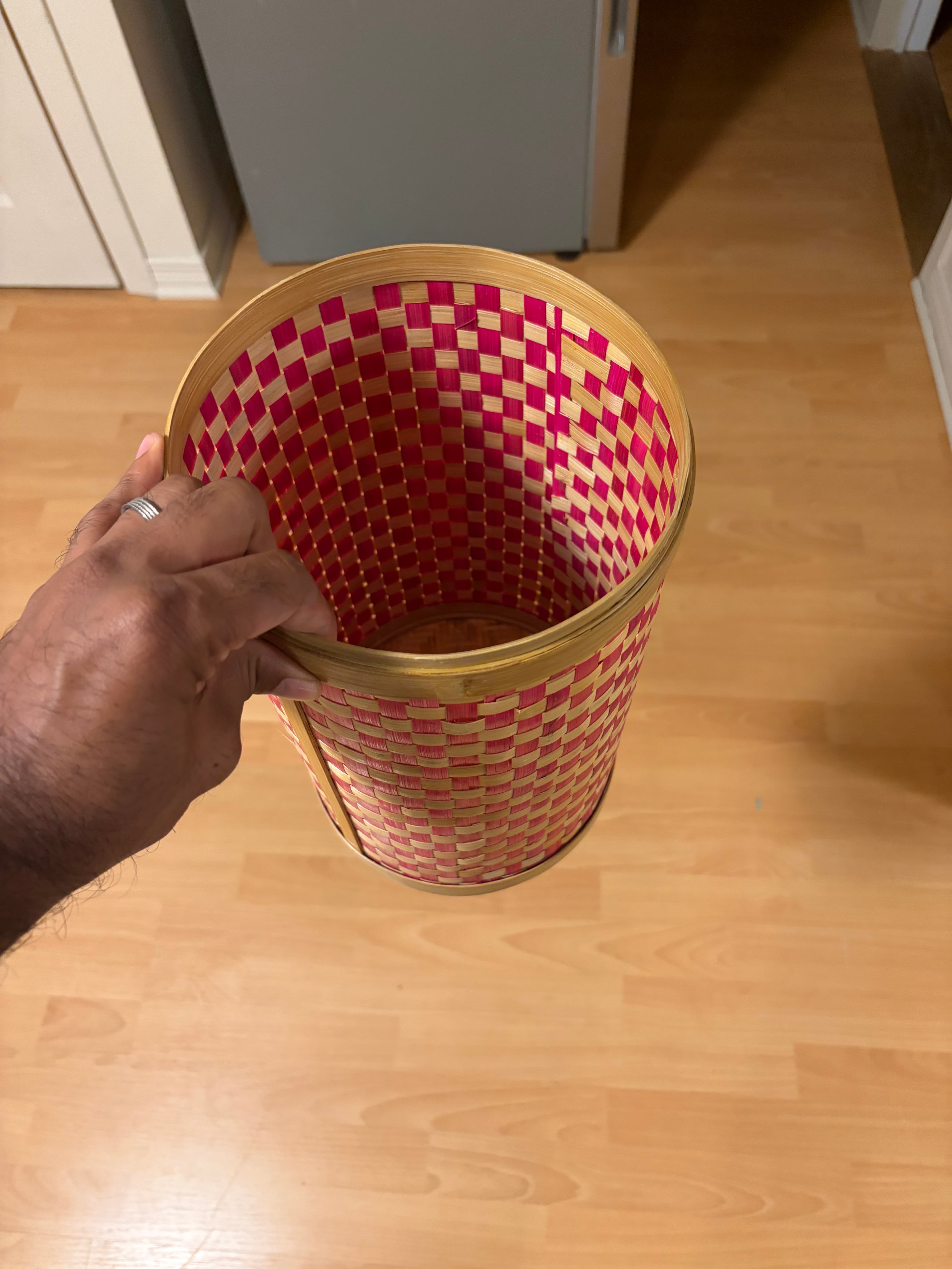 Panier de rangement rustique en bambou tressé à la main